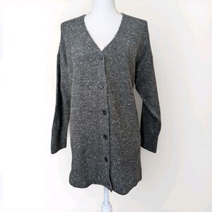 ZARA Cardigan Sweater Women’s S Gray Speckled Alpaca Blend Preppy